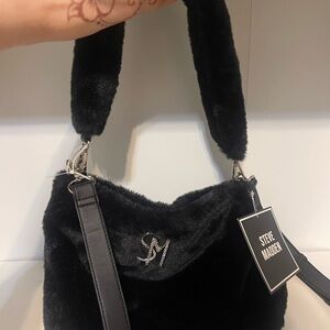 Steve Madden Black Faux Fur Shoulder Bag